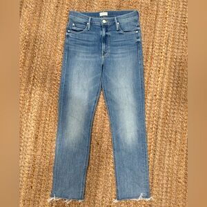 Mother- Mid Rise Dazzler Crop Fray Jeans